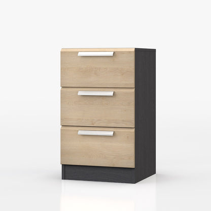 Waterfall 3 Drawer Bedside Graphite and Oak