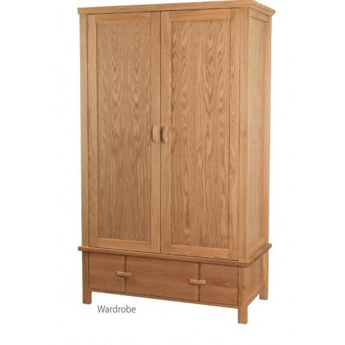 Darcy Oak Wooden 2 door 1 Drawer Wardrobe