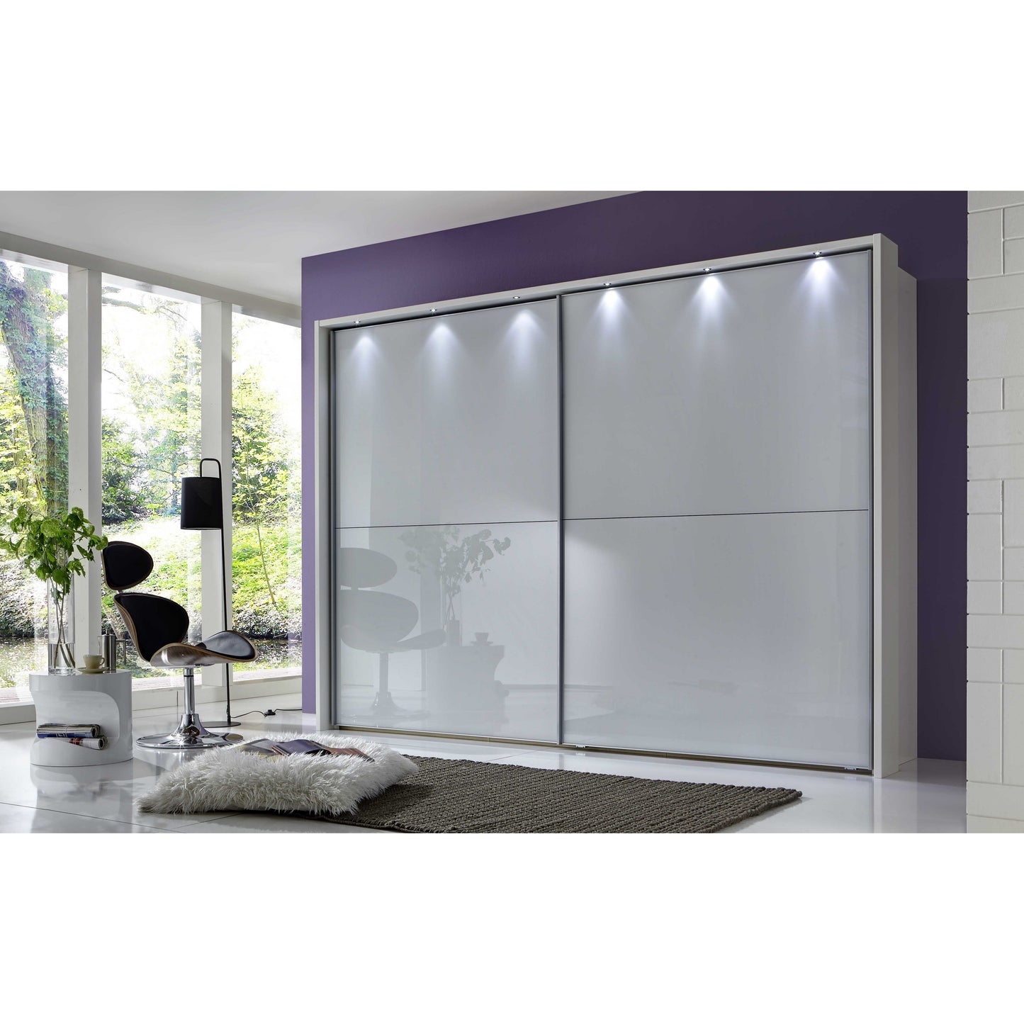 Wiemann Berlin Sliding Door Wardrobe White Glass