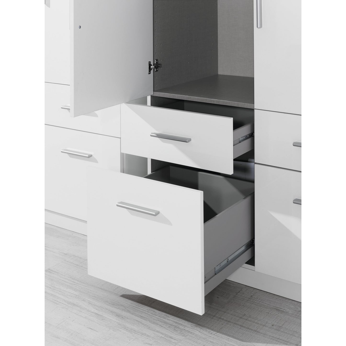 Celline High Gloss White 1 Door Wardrobe with Drawers