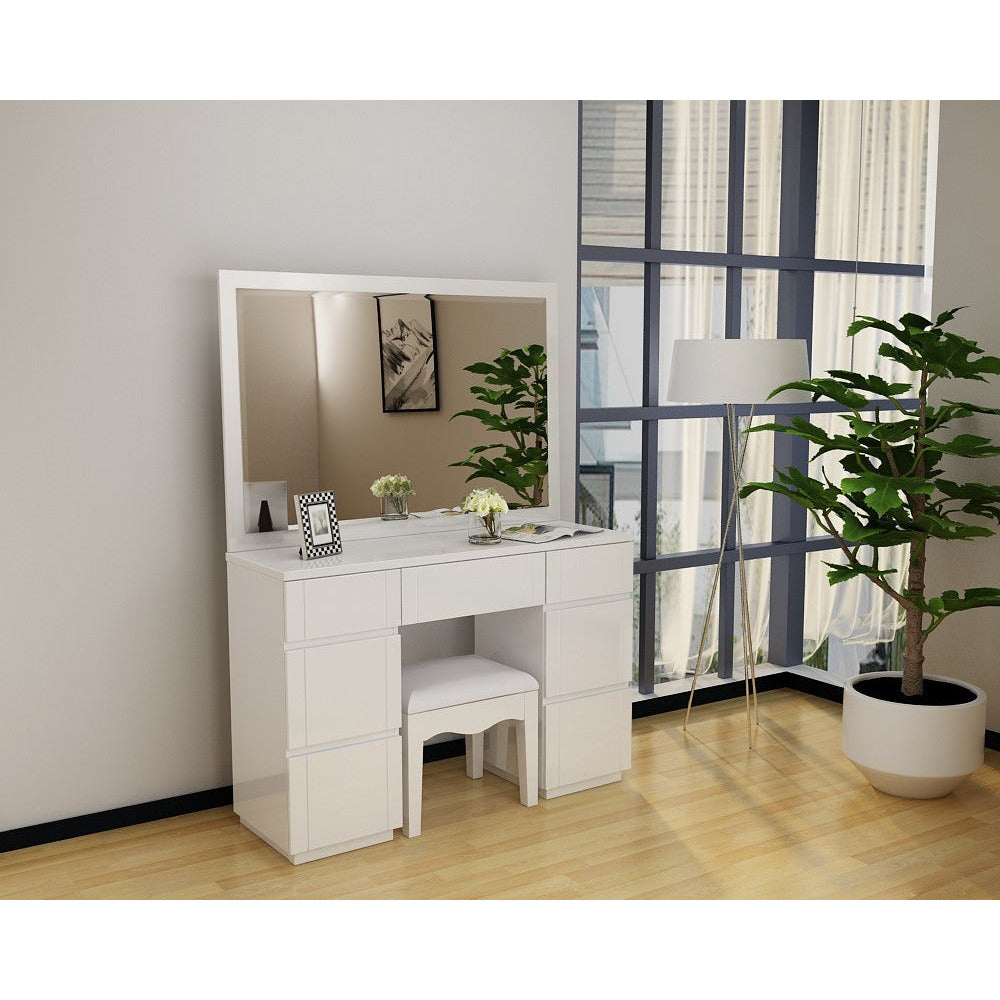 Paris White Gloss Dressing Table 3pc Set