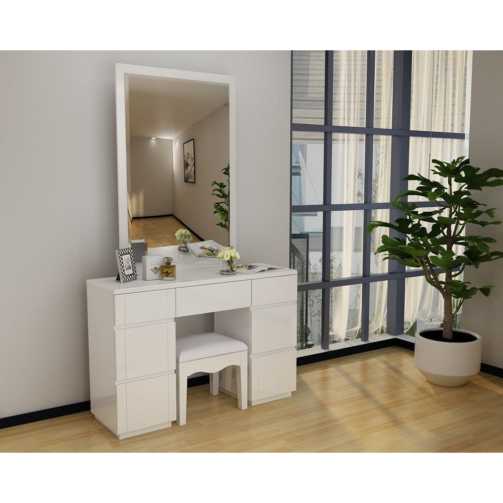 Paris White Gloss Dressing Table 3pc Set