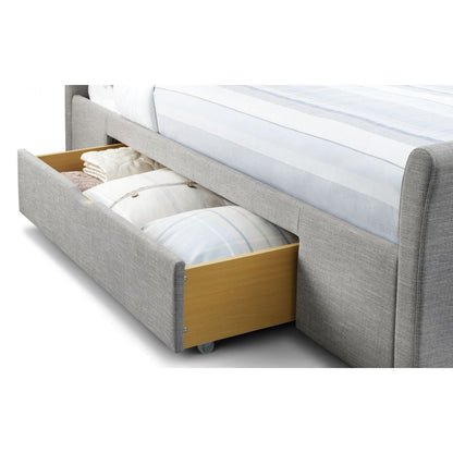 CAPRI FABRIC BED WITH DRAWERS LIGHT GREY