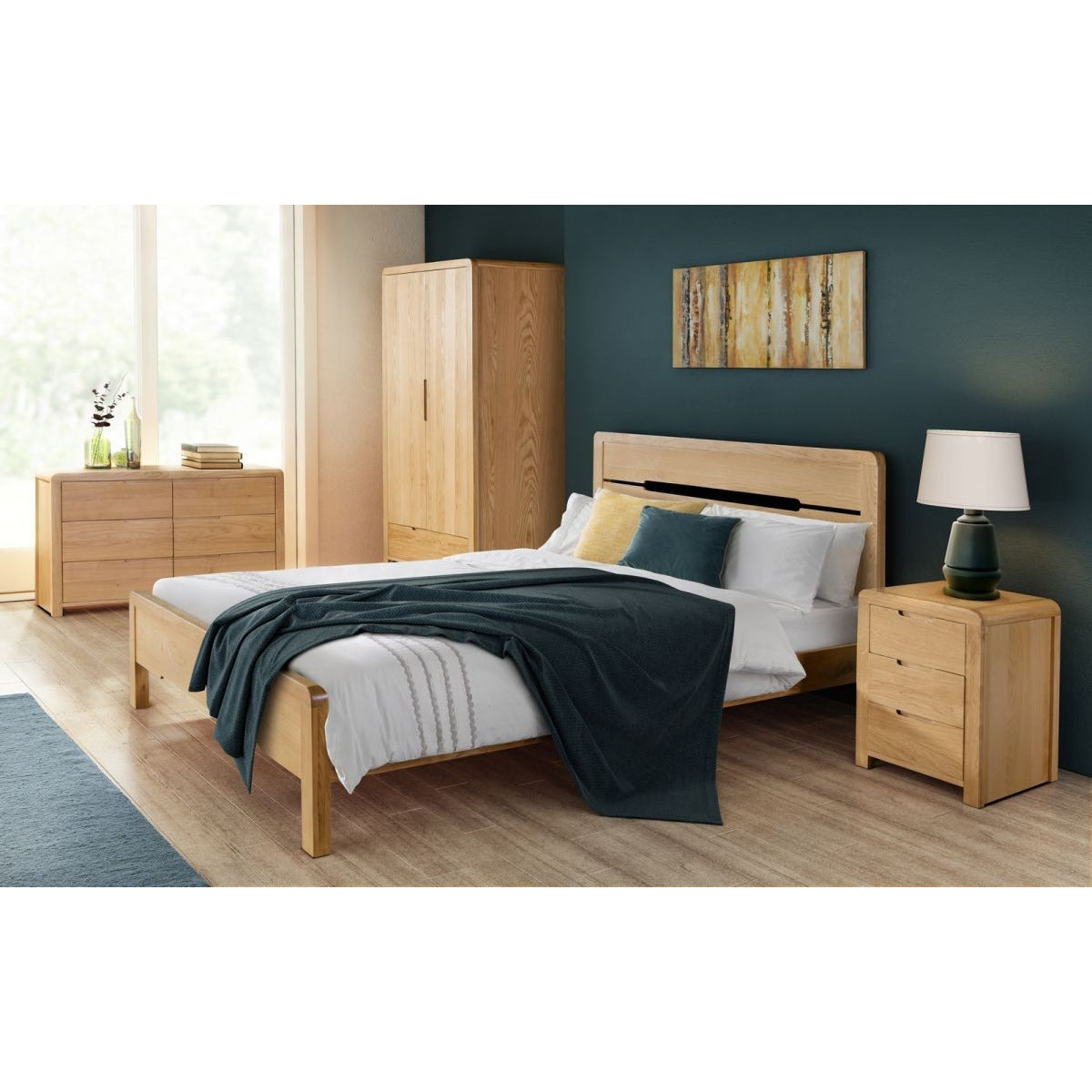 CURVE DOUBLE OAK BED