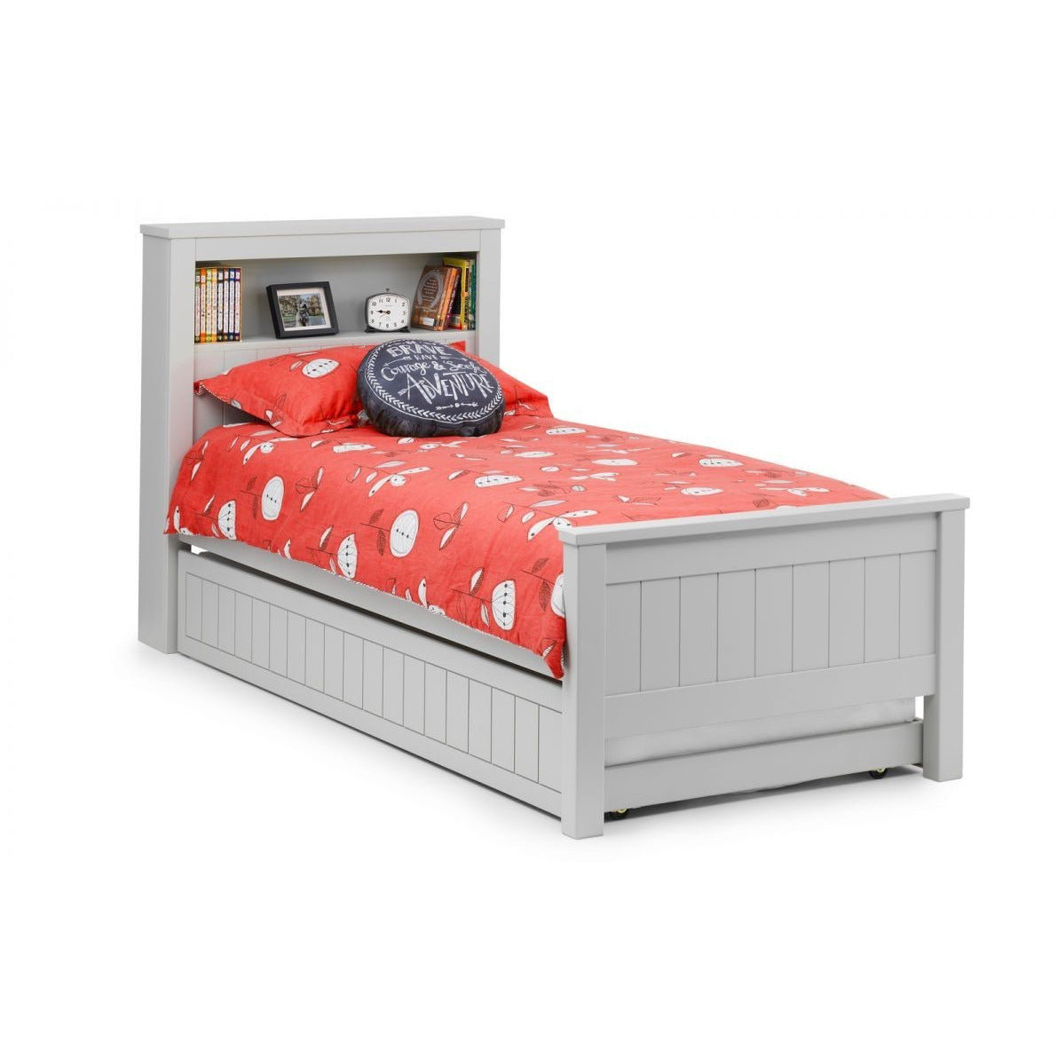 MAINE BOOKCASE BED 90CM - DOVE GREY