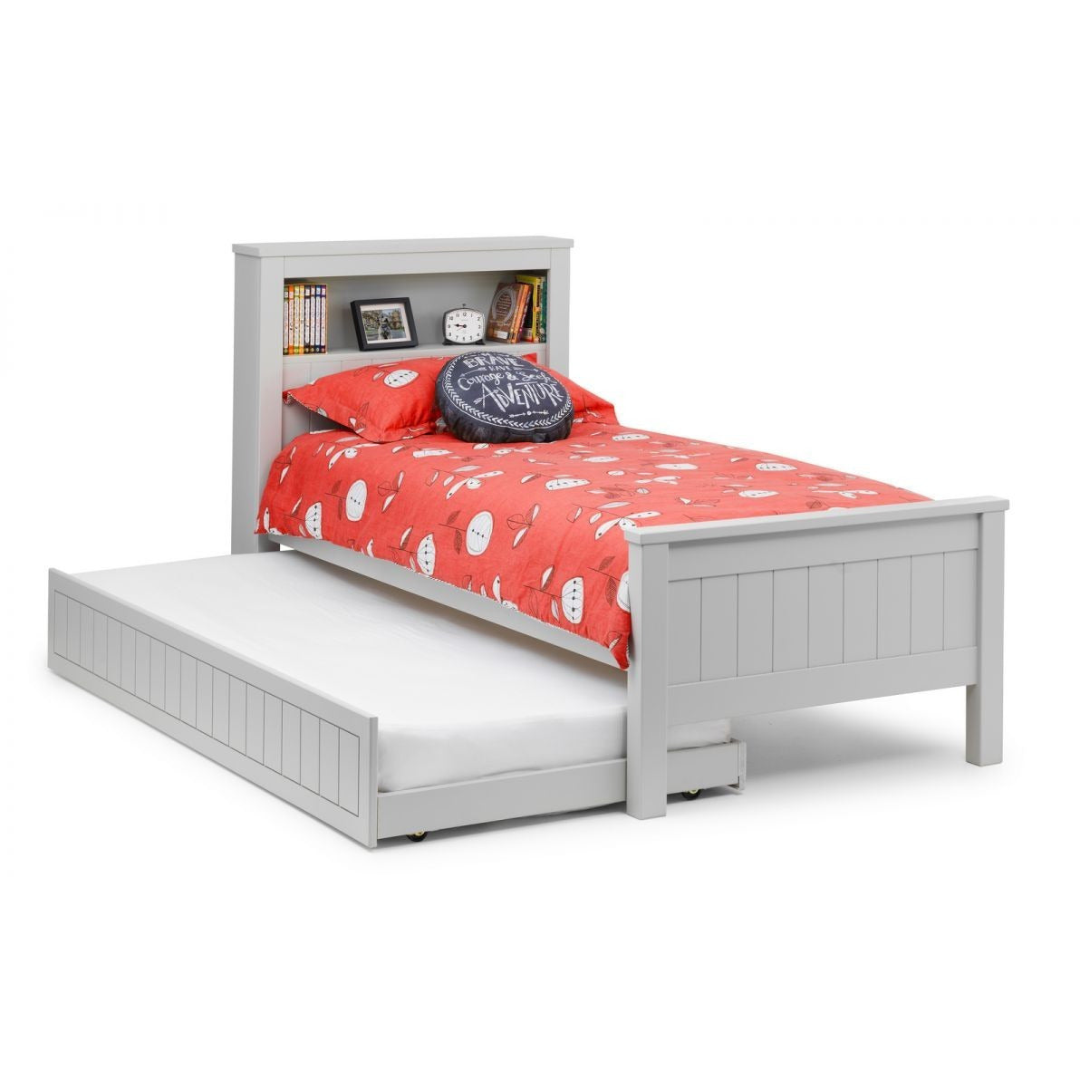 MAINE BOOKCASE BED 90CM - DOVE GREY