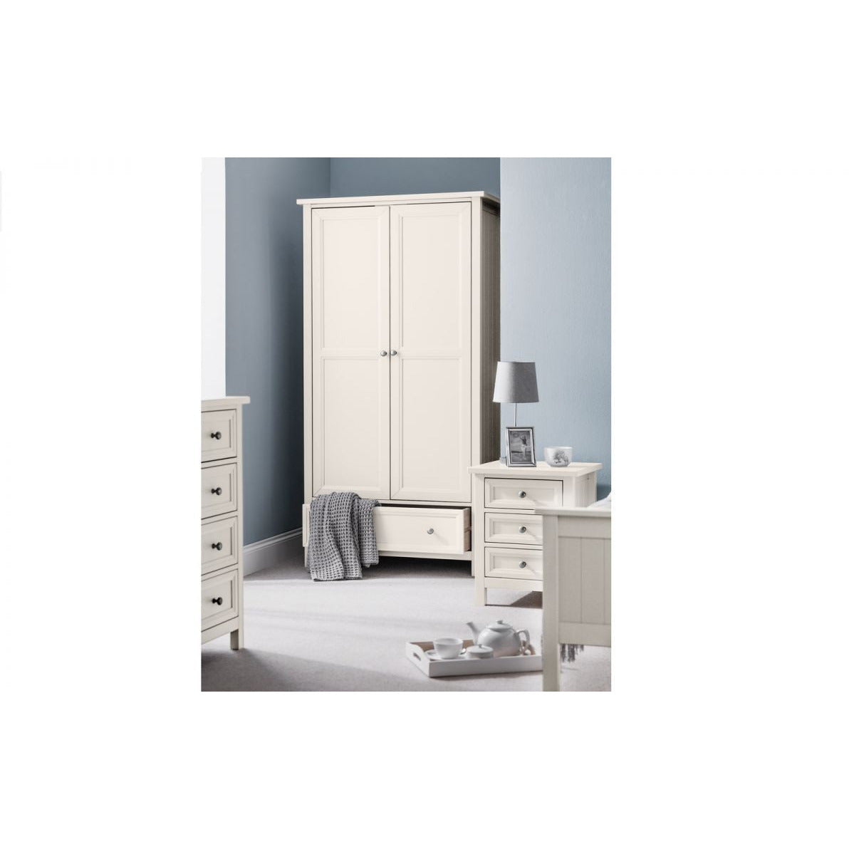 MAINE 2 DOOR COMBINATION WARDROBE - white