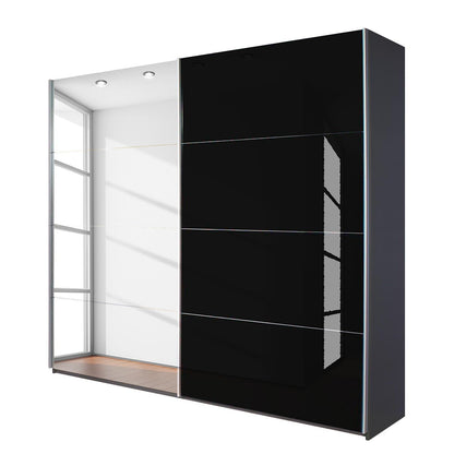 Rauch Beluga Sliding Door Wardrobe Mirrors and Black Gloss 181cm