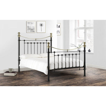 VICTORIA SATIN BLACK BED 135CM