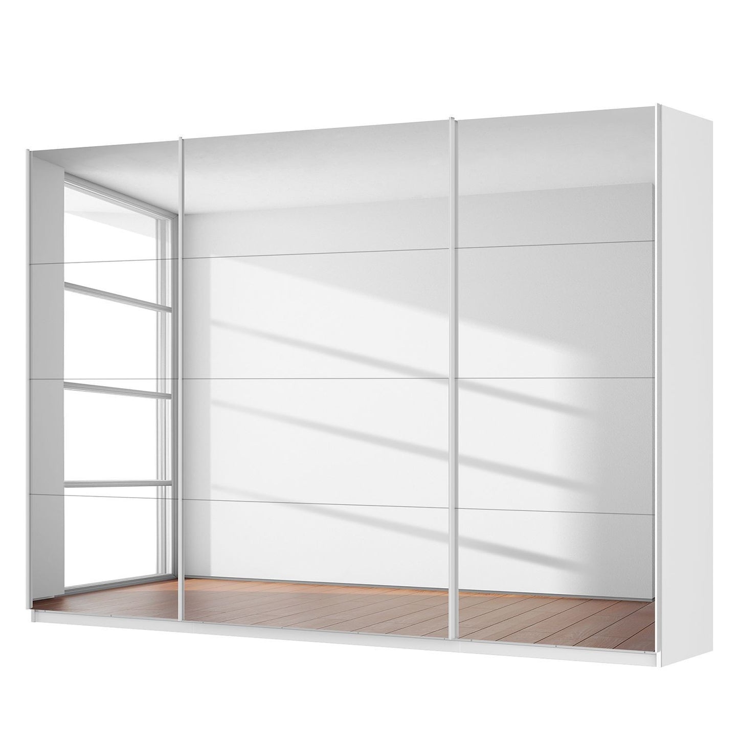 Rauch Quadra 3 Door Sliding Wardrobe 315cm Front Full Mirrored Finish