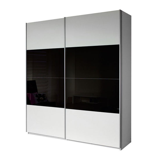 Rauch Quadra Half White and Half Black Glass Sliding Door Wardrobe 136cm