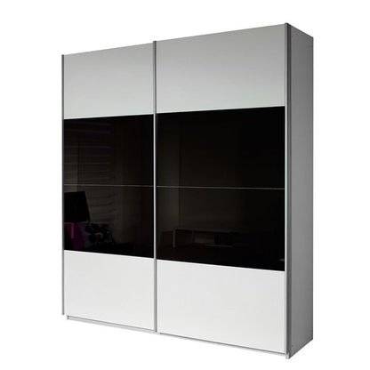 Rauch Quadra Half White and Half Basalt Glass Sliding Door Wardrobe 181cm