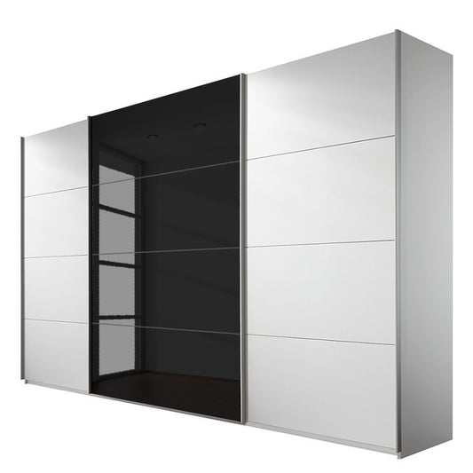 Rauch Quadra Half White and Half Black Glass Sliding Door Wardrobe 315cm
