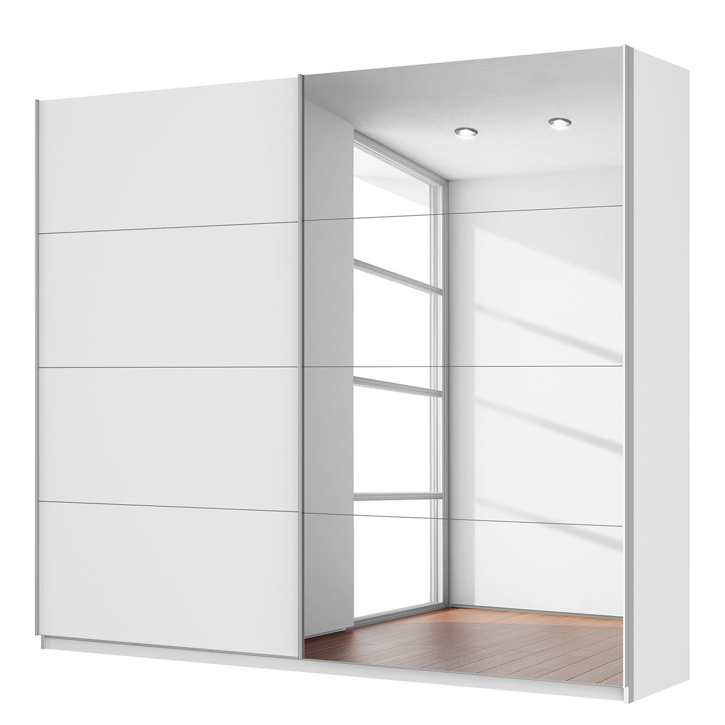 Rauch Quadra Sliding Door Wardrobe White with Mirror 271cm