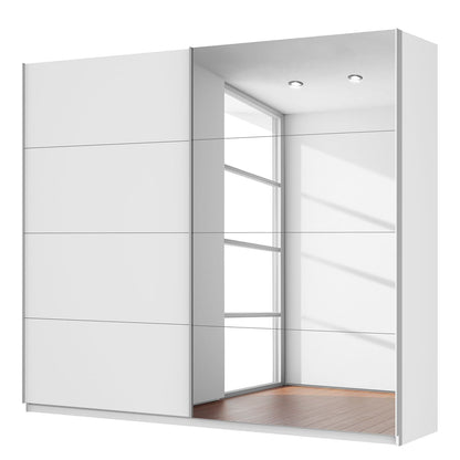 Rauch Quadra Sliding Door Wardrobe White with Mirror 136cm