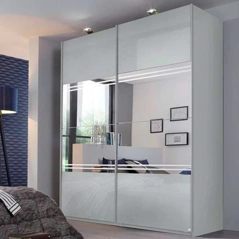 Rauch Miramar Sliding Door Wardrobe Silk Grey Glass with Mirror Type 2