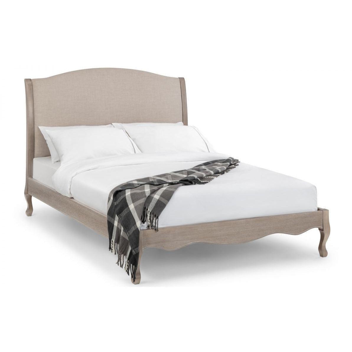 CAMILLE FABRIC AND WOOD BED 150CM