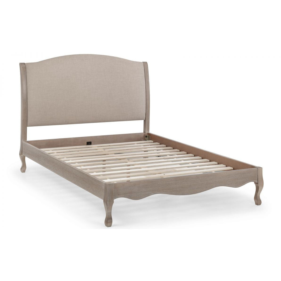 CAMILLE FABRIC AND WOOD BED 150CM