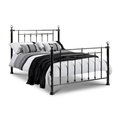 MARQUIS BLACK NICKEL & CRYSTAL BED 135CM