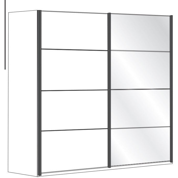 Wiemann Brussels 2 Door Sliding Wardrobe with Right Door Crystal Mirror