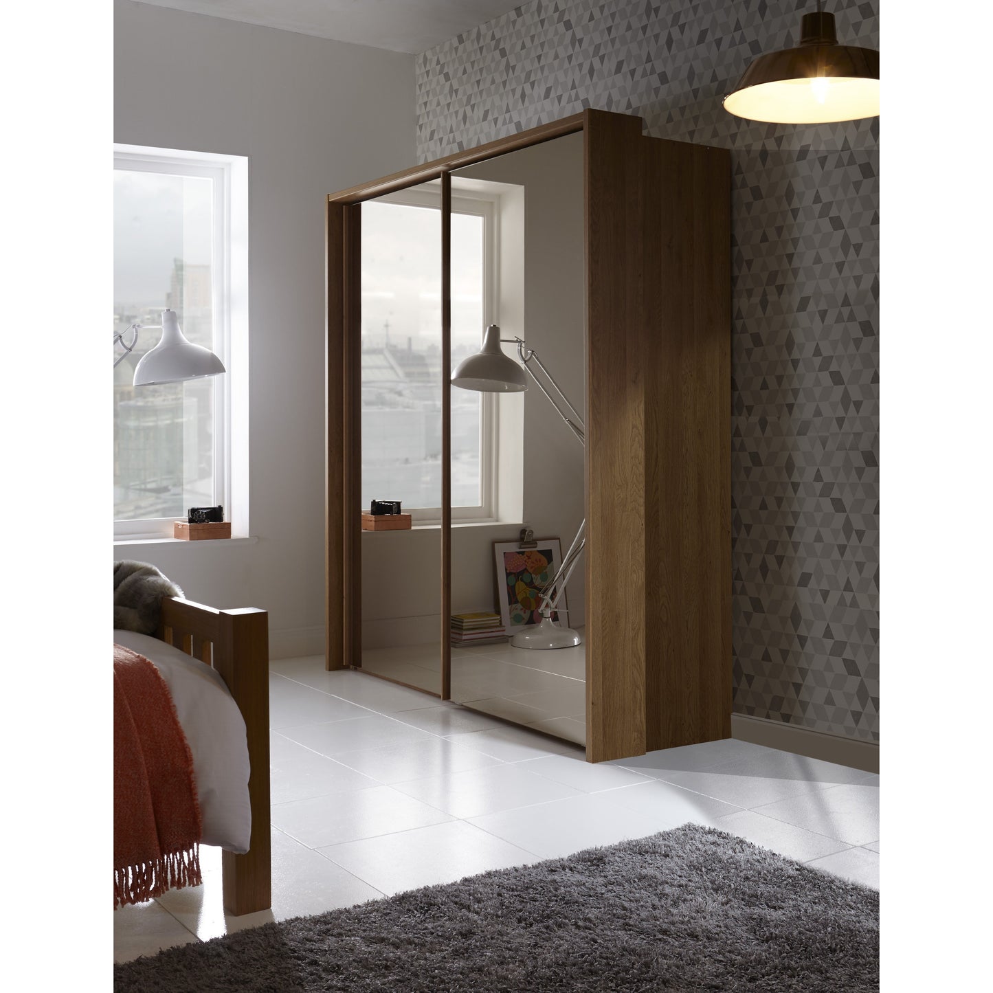 Wiemann Sydney 2 Door Bronze Mirror Sliding Wardrobe in Semi Solid Oak
