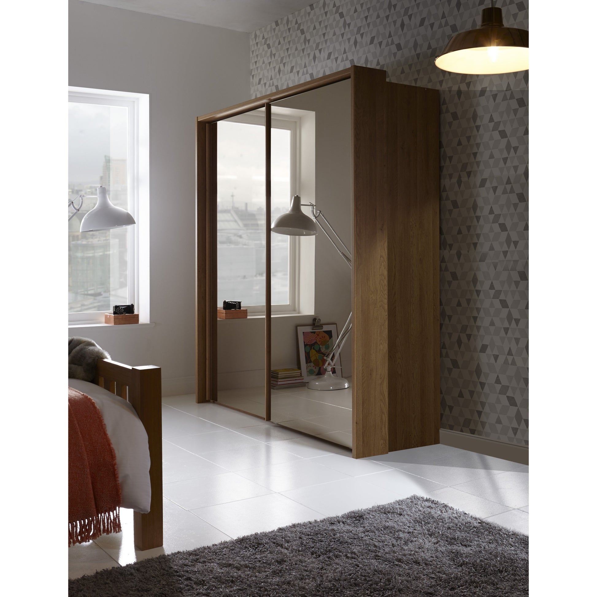 Wiemann Sydney 2 Door Bronze Mirror Sliding Wardrobe in Semi Solid Oak