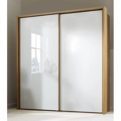 Wiemann Sydney 2 Door White Glass Sliding Wardrobe in Semi Solid Oak