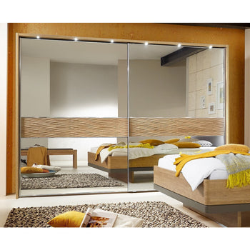 Wiemann Wega 2 Door Mirror Sliding Wardrobe in Oak
