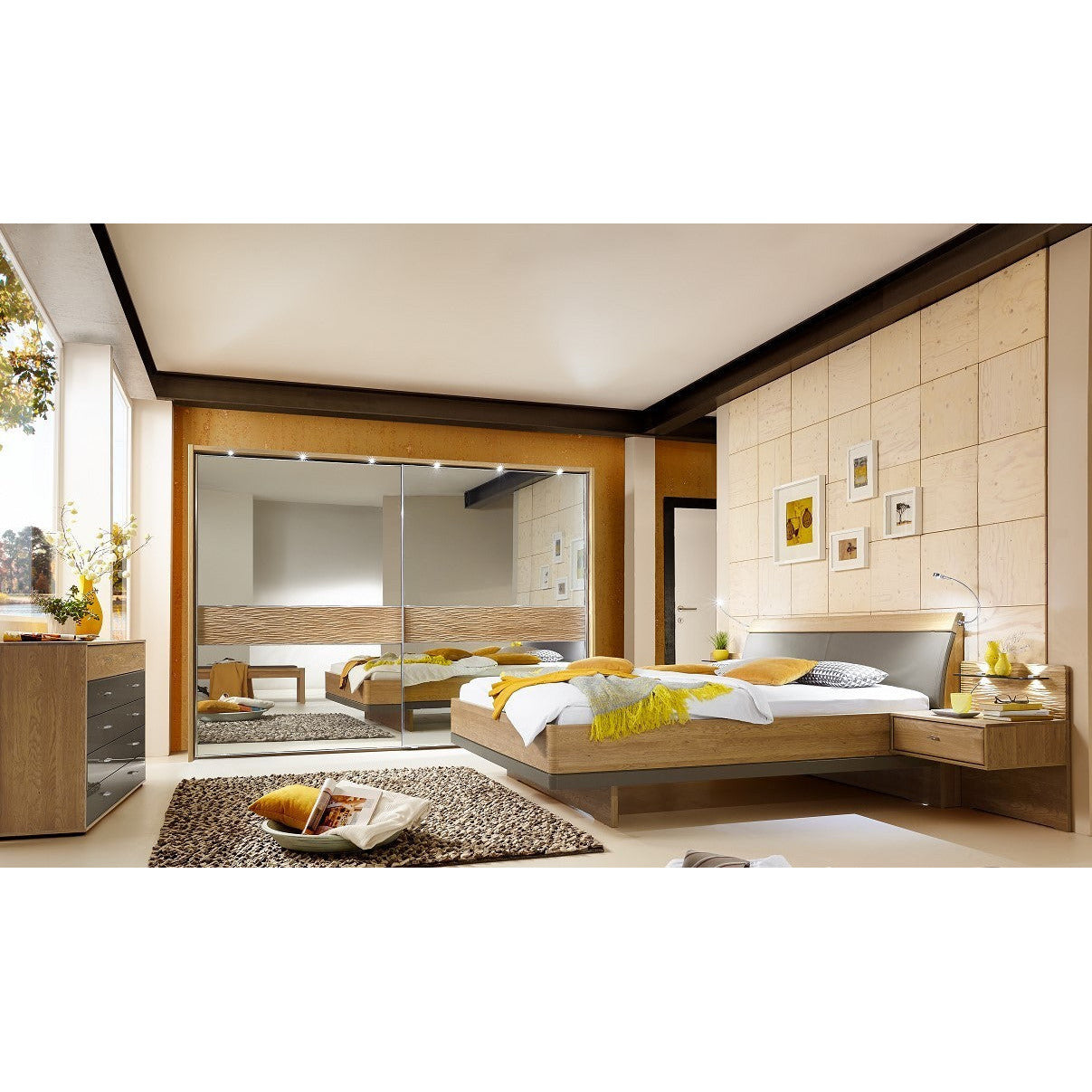Wiemann Wega 2 Door Mirror Sliding Wardrobe in Oak
