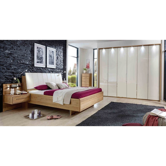 Wiemann Serena Bi-Fold Panorama Door Wardrobe with Magnolia Glass