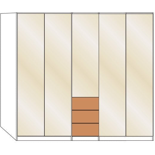 Wiemann Serena 6 Door Combi Bi Fold Wardrobe in Oak and Magnolia Glass