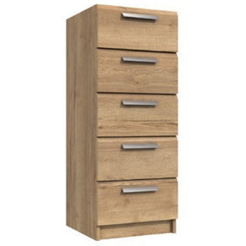 Waterfall 5 Drawer Narrow tallboy Natural Rustic Oak