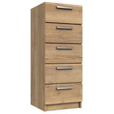 Waterfall 5 Drawer Narrow tallboy Natural Rustic Oak