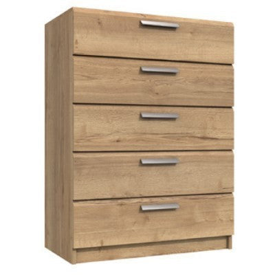 Waterfall 5 Drawer Chest Natural Rustic Oak