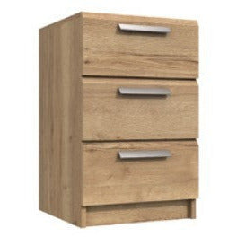 Waterfall 3 Drawer Bedside Natural Rustic Oak