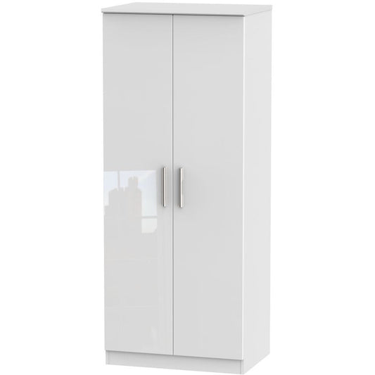 Knightsbridge High Gloss White 2 Door Wardrobe