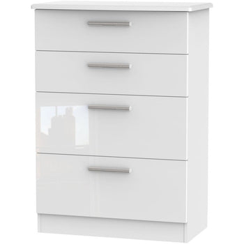 Knightsbridge High Gloss White 4 Drawer Deep Chest