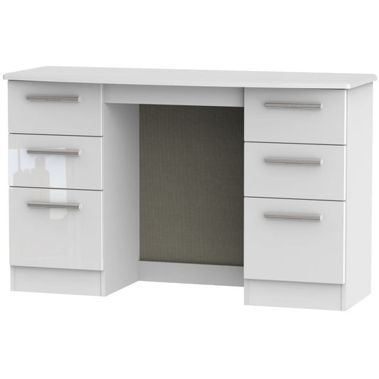 Knightsbridge High Gloss White 6 Drawer Dressing Table