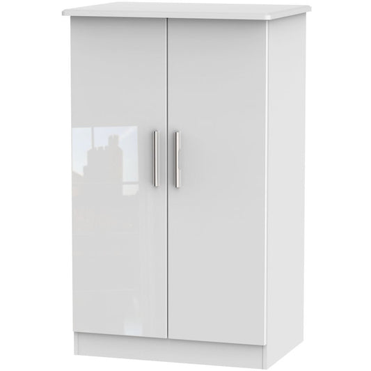 Knightsbridge High Gloss White Midi Wardrobe