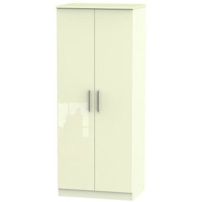 Knightsbridge High Gloss Cream 2 Door Wardrobe