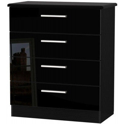 Knightsbridge High Gloss Black 4 Drawer Chest