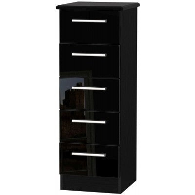 Knightsbridge High Gloss Black 5 Drawer Tallboy