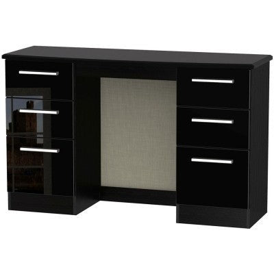 Knightsbridge High Gloss Black 6 Drawer Dressing Table