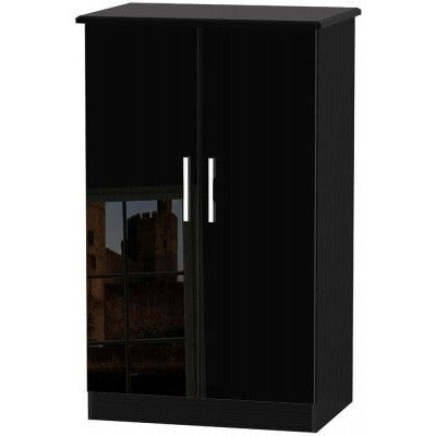 Knightsbridge High Gloss Black Midi Wardrobe