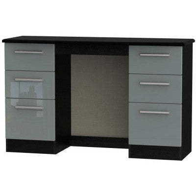 Knightsbridge High Gloss Grey and Black 6 Drawer Dressing Table