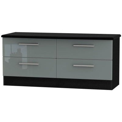 Knightsbridge High Gloss Grey and Black 4 Drawer Bed Box