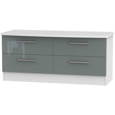 Knightsbridge High Gloss Grey and White 4 Drawer Bed Box