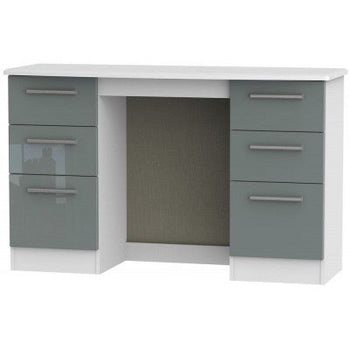 Knightsbridge High Gloss Grey and White 6 Drawer Dressing Table