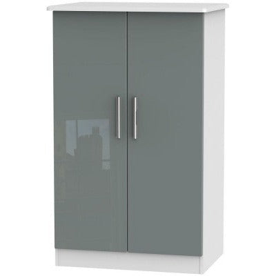 Knightsbridge High Gloss Grey and White Midi Wardrobe