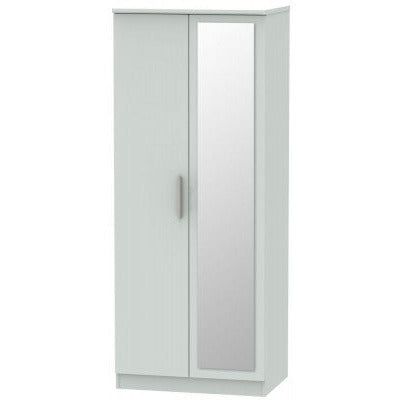 Knightsbridge Matt Grey 2 Door Wardrobe with mirror